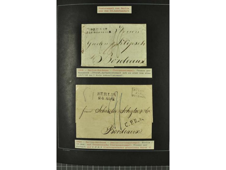 1790/1900 (ca.), ungewöhnliche 3bändige Sammlung, nach Orten aufgebaut, meist Vorphila und Privatpost mit einigen besseren Be
