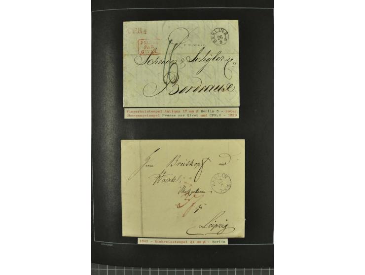 1790/1900 (ca.), ungewöhnliche 3bändige Sammlung, nach Orten aufgebaut, meist Vorphila und Privatpost mit einigen besseren Be
