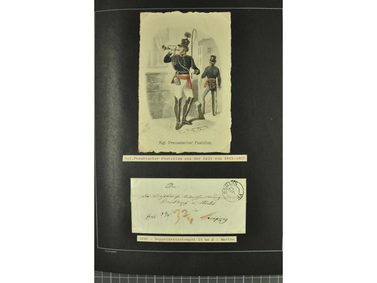 1790/1900 (ca.), ungewöhnliche 3bändige Sammlung, nach Orten aufgebaut, meist Vorphila und Privatpost mit einigen besseren Be