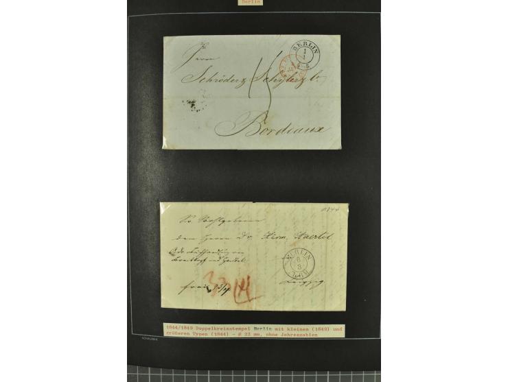 1790/1900 (ca.), ungewöhnliche 3bändige Sammlung, nach Orten aufgebaut, meist Vorphila und Privatpost mit einigen besseren Be