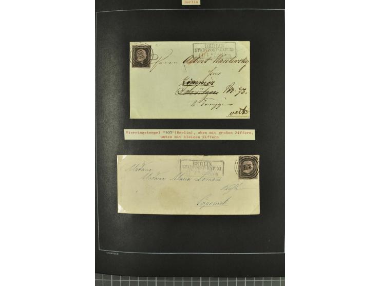 1790/1900 (ca.), ungewöhnliche 3bändige Sammlung, nach Orten aufgebaut, meist Vorphila und Privatpost mit einigen besseren Be