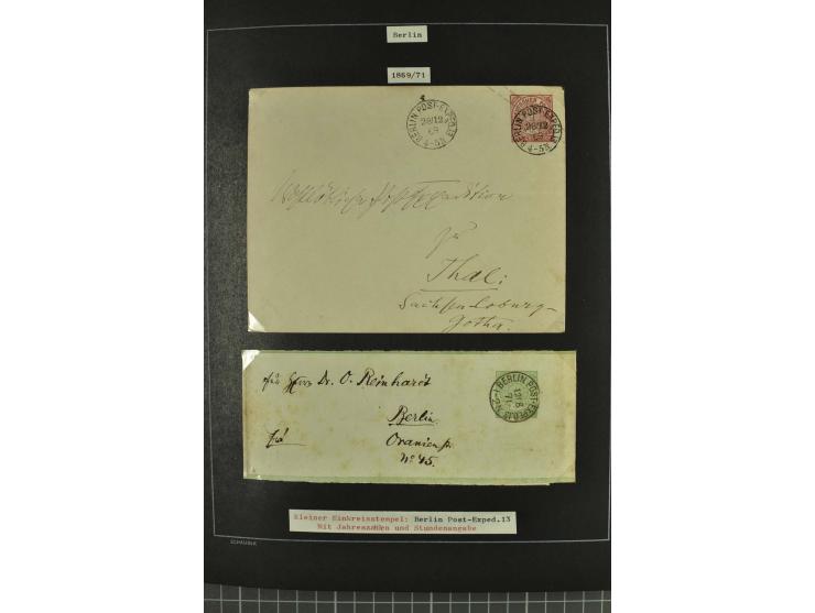 1790/1900 (ca.), ungewöhnliche 3bändige Sammlung, nach Orten aufgebaut, meist Vorphila und Privatpost mit einigen besseren Be