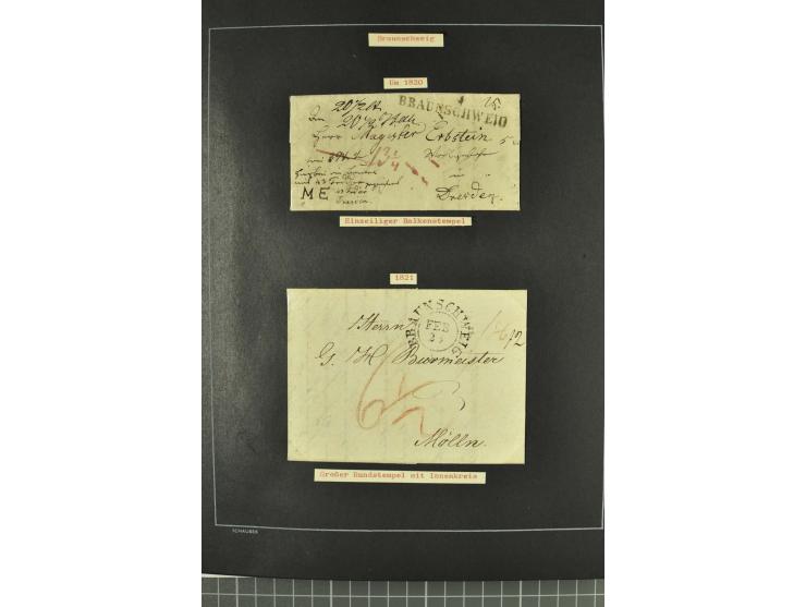 1790/1900 (ca.), ungewöhnliche 3bändige Sammlung, nach Orten aufgebaut, meist Vorphila und Privatpost mit einigen besseren Be