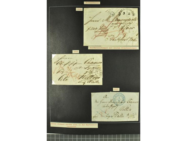1790/1900 (ca.), ungewöhnliche 3bändige Sammlung, nach Orten aufgebaut, meist Vorphila und Privatpost mit einigen besseren Be