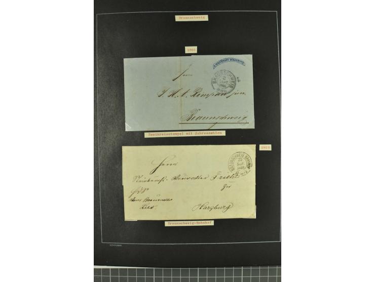 1790/1900 (ca.), ungewöhnliche 3bändige Sammlung, nach Orten aufgebaut, meist Vorphila und Privatpost mit einigen besseren Be