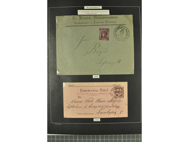 1790/1900 (ca.), ungewöhnliche 3bändige Sammlung, nach Orten aufgebaut, meist Vorphila und Privatpost mit einigen besseren Be