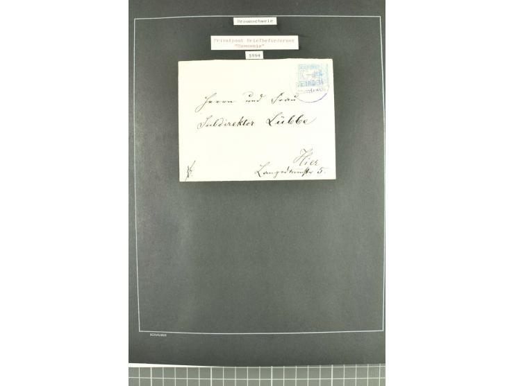 1790/1900 (ca.), ungewöhnliche 3bändige Sammlung, nach Orten aufgebaut, meist Vorphila und Privatpost mit einigen besseren Be