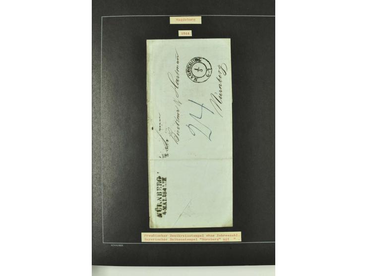 1790/1900 (ca.), ungewöhnliche 3bändige Sammlung, nach Orten aufgebaut, meist Vorphila und Privatpost mit einigen besseren Be