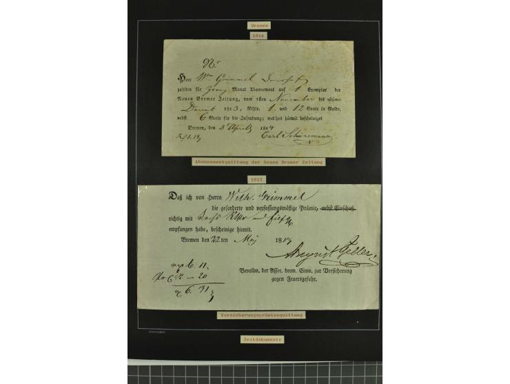 1790/1900 (ca.), ungewöhnliche 3bändige Sammlung, nach Orten aufgebaut, meist Vorphila und Privatpost mit einigen besseren Be