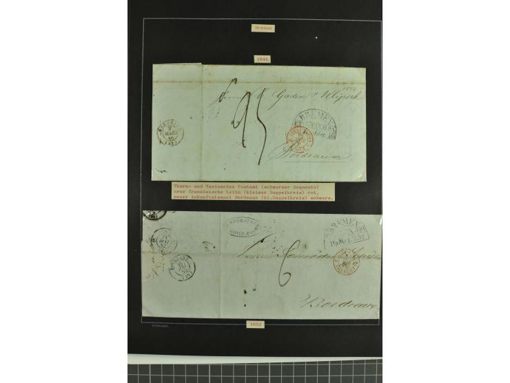 1790/1900 (ca.), ungewöhnliche 3bändige Sammlung, nach Orten aufgebaut, meist Vorphila und Privatpost mit einigen besseren Be