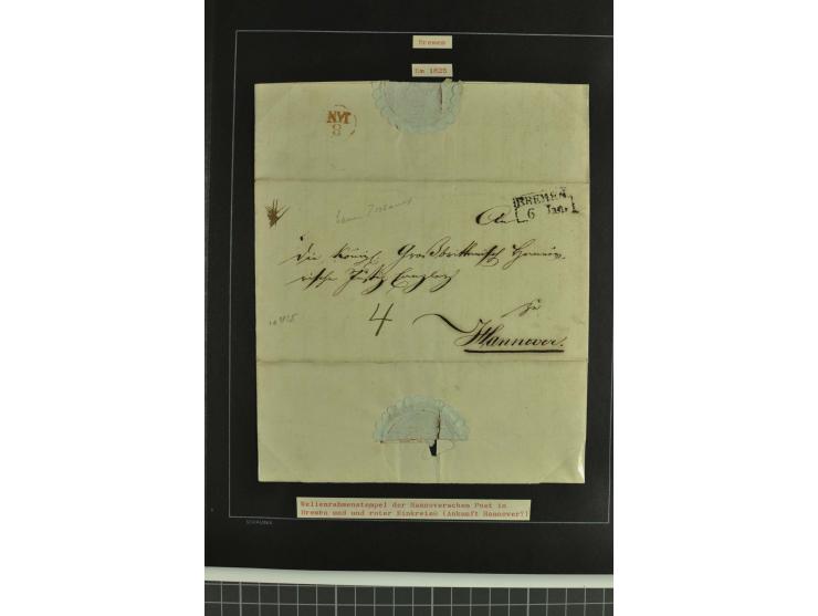1790/1900 (ca.), ungewöhnliche 3bändige Sammlung, nach Orten aufgebaut, meist Vorphila und Privatpost mit einigen besseren Be