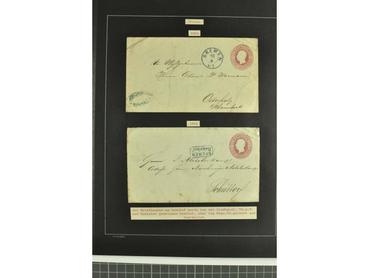1790/1900 (ca.), ungewöhnliche 3bändige Sammlung, nach Orten aufgebaut, meist Vorphila und Privatpost mit einigen besseren Be