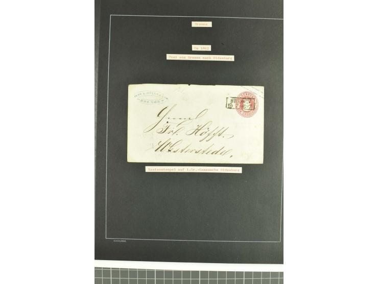 1790/1900 (ca.), ungewöhnliche 3bändige Sammlung, nach Orten aufgebaut, meist Vorphila und Privatpost mit einigen besseren Be