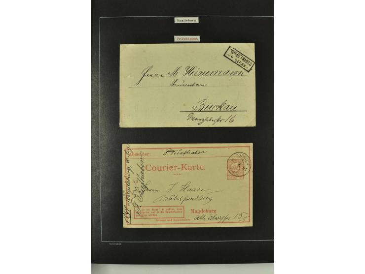 1790/1900 (ca.), ungewöhnliche 3bändige Sammlung, nach Orten aufgebaut, meist Vorphila und Privatpost mit einigen besseren Be
