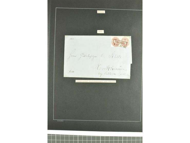 1790/1900 (ca.), ungewöhnliche 3bändige Sammlung, nach Orten aufgebaut, meist Vorphila und Privatpost mit einigen besseren Be