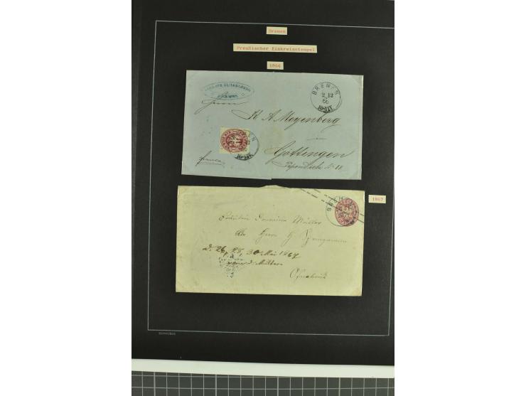 1790/1900 (ca.), ungewöhnliche 3bändige Sammlung, nach Orten aufgebaut, meist Vorphila und Privatpost mit einigen besseren Be