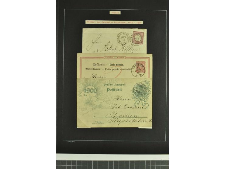 1790/1900 (ca.), ungewöhnliche 3bändige Sammlung, nach Orten aufgebaut, meist Vorphila und Privatpost mit einigen besseren Be