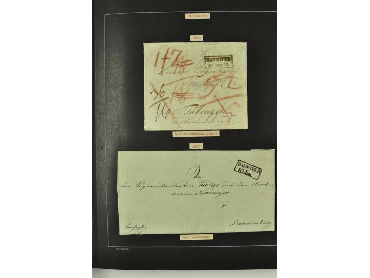 1790/1900 (ca.), ungewöhnliche 3bändige Sammlung, nach Orten aufgebaut, meist Vorphila und Privatpost mit einigen besseren Be