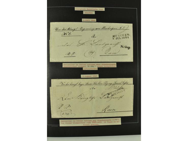 1790/1900 (ca.), ungewöhnliche 3bändige Sammlung, nach Orten aufgebaut, meist Vorphila und Privatpost mit einigen besseren Be