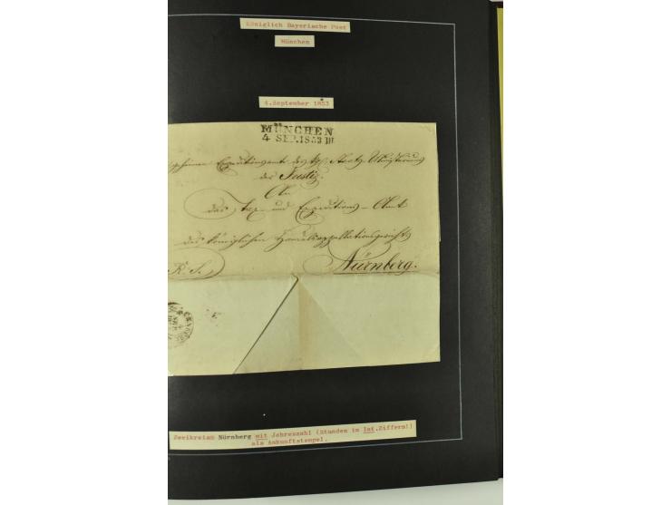 1790/1900 (ca.), ungewöhnliche 3bändige Sammlung, nach Orten aufgebaut, meist Vorphila und Privatpost mit einigen besseren Be