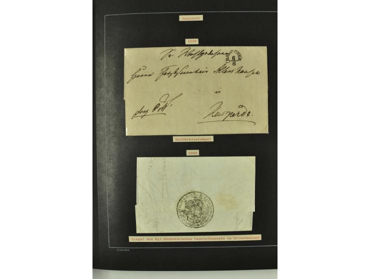 1790/1900 (ca.), ungewöhnliche 3bändige Sammlung, nach Orten aufgebaut, meist Vorphila und Privatpost mit einigen besseren Be