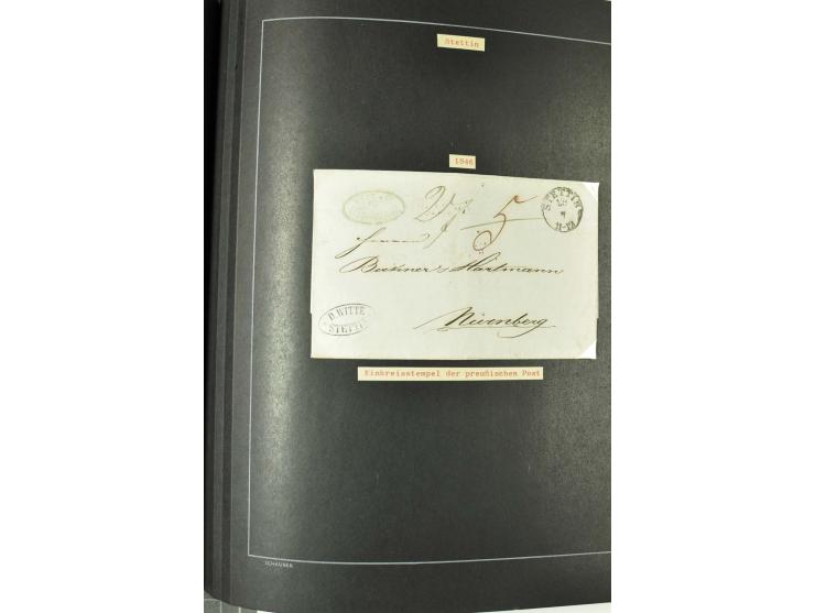 1790/1900 (ca.), ungewöhnliche 3bändige Sammlung, nach Orten aufgebaut, meist Vorphila und Privatpost mit einigen besseren Be