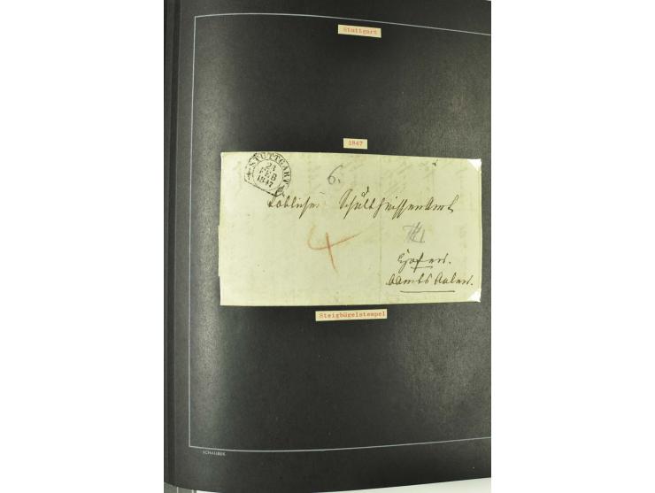1790/1900 (ca.), ungewöhnliche 3bändige Sammlung, nach Orten aufgebaut, meist Vorphila und Privatpost mit einigen besseren Be