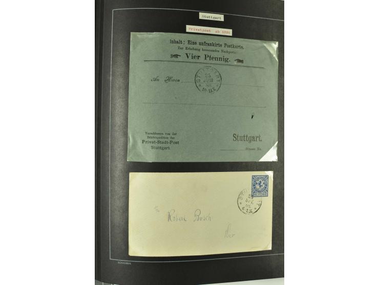 1790/1900 (ca.), ungewöhnliche 3bändige Sammlung, nach Orten aufgebaut, meist Vorphila und Privatpost mit einigen besseren Be