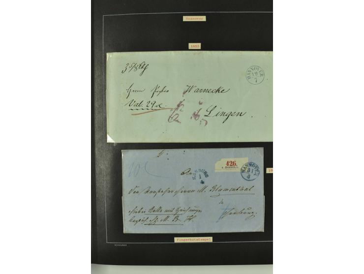 1790/1900 (ca.), ungewöhnliche 3bändige Sammlung, nach Orten aufgebaut, meist Vorphila und Privatpost mit einigen besseren Be