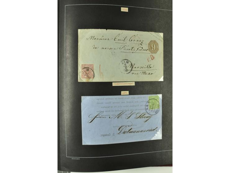 1790/1900 (ca.), ungewöhnliche 3bändige Sammlung, nach Orten aufgebaut, meist Vorphila und Privatpost mit einigen besseren Be