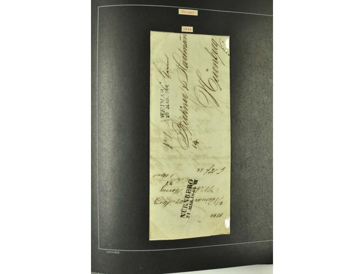 1790/1900 (ca.), ungewöhnliche 3bändige Sammlung, nach Orten aufgebaut, meist Vorphila und Privatpost mit einigen besseren Be