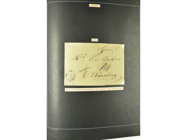 1790/1900 (ca.), ungewöhnliche 3bändige Sammlung, nach Orten aufgebaut, meist Vorphila und Privatpost mit einigen besseren Be