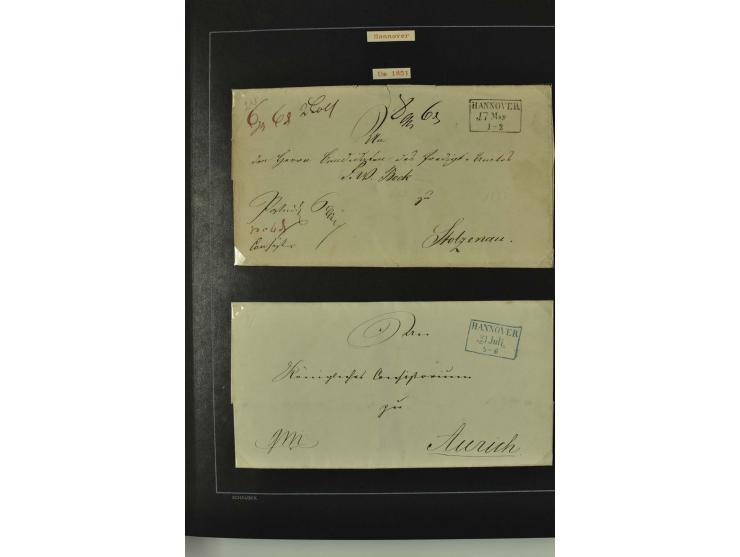 1790/1900 (ca.), ungewöhnliche 3bändige Sammlung, nach Orten aufgebaut, meist Vorphila und Privatpost mit einigen besseren Be