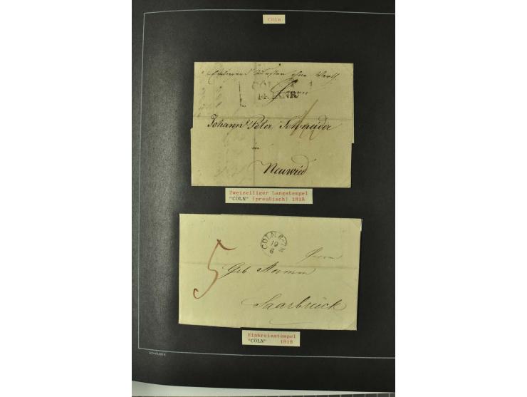 1790/1900 (ca.), ungewöhnliche 3bändige Sammlung, nach Orten aufgebaut, meist Vorphila und Privatpost mit einigen besseren Be