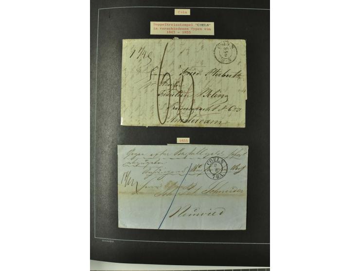 1790/1900 (ca.), ungewöhnliche 3bändige Sammlung, nach Orten aufgebaut, meist Vorphila und Privatpost mit einigen besseren Be