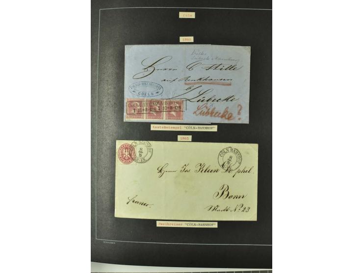 1790/1900 (ca.), ungewöhnliche 3bändige Sammlung, nach Orten aufgebaut, meist Vorphila und Privatpost mit einigen besseren Be