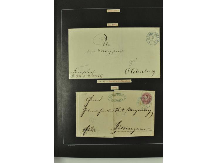 1790/1900 (ca.), ungewöhnliche 3bändige Sammlung, nach Orten aufgebaut, meist Vorphila und Privatpost mit einigen besseren Be