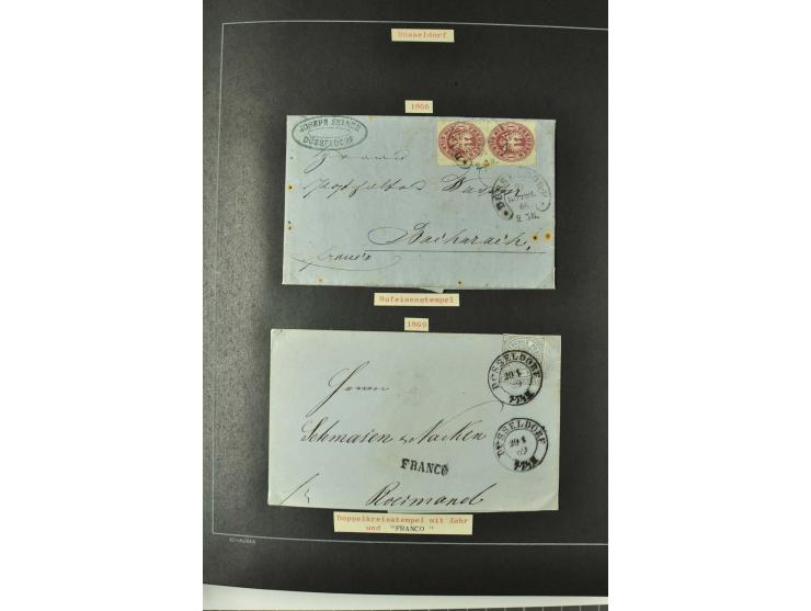 1790/1900 (ca.), ungewöhnliche 3bändige Sammlung, nach Orten aufgebaut, meist Vorphila und Privatpost mit einigen besseren Be