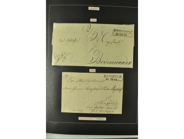 1790/1900 (ca.), ungewöhnliche 3bändige Sammlung, nach Orten aufgebaut, meist Vorphila und Privatpost mit einigen besseren Be