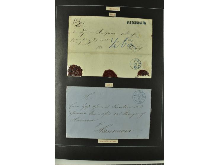 1790/1900 (ca.), ungewöhnliche 3bändige Sammlung, nach Orten aufgebaut, meist Vorphila und Privatpost mit einigen besseren Be