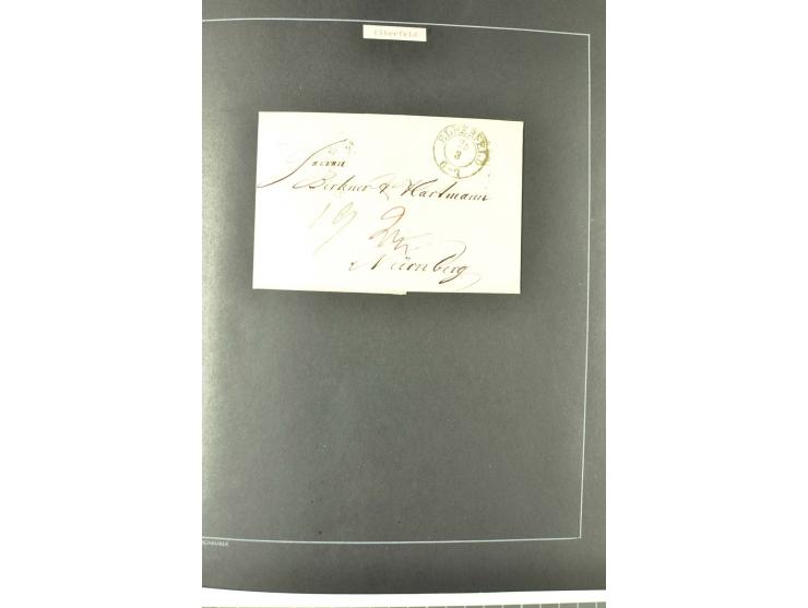 1790/1900 (ca.), ungewöhnliche 3bändige Sammlung, nach Orten aufgebaut, meist Vorphila und Privatpost mit einigen besseren Be