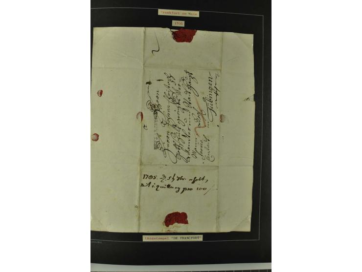 1790/1900 (ca.), ungewöhnliche 3bändige Sammlung, nach Orten aufgebaut, meist Vorphila und Privatpost mit einigen besseren Be