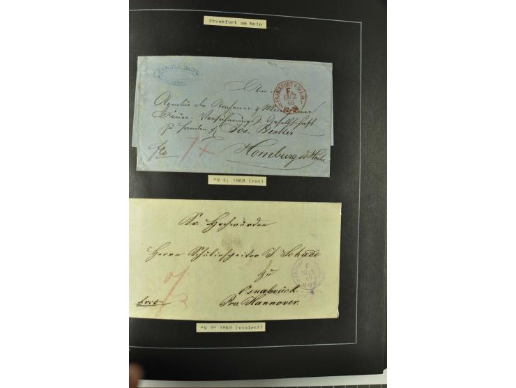 1790/1900 (ca.), ungewöhnliche 3bändige Sammlung, nach Orten aufgebaut, meist Vorphila und Privatpost mit einigen besseren Be