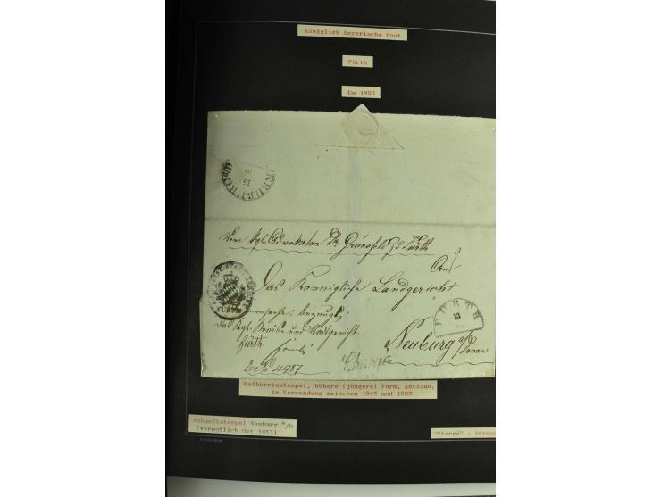 1790/1900 (ca.), ungewöhnliche 3bändige Sammlung, nach Orten aufgebaut, meist Vorphila und Privatpost mit einigen besseren Be