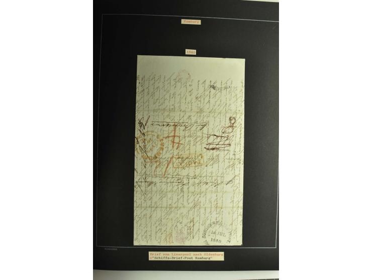1790/1900 (ca.), ungewöhnliche 3bändige Sammlung, nach Orten aufgebaut, meist Vorphila und Privatpost mit einigen besseren Be