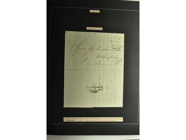 1790/1900 (ca.), ungewöhnliche 3bändige Sammlung, nach Orten aufgebaut, meist Vorphila und Privatpost mit einigen besseren Be