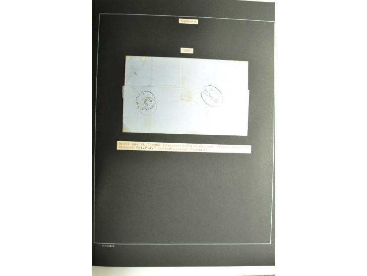 1790/1900 (ca.), ungewöhnliche 3bändige Sammlung, nach Orten aufgebaut, meist Vorphila und Privatpost mit einigen besseren Be