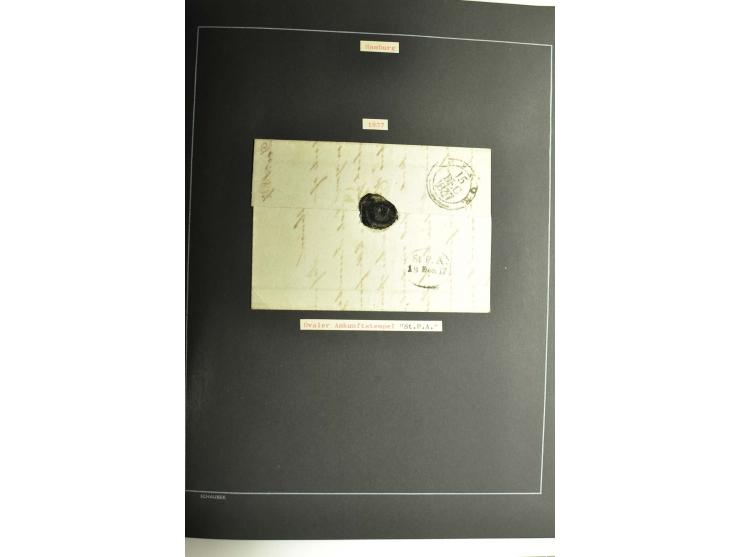 1790/1900 (ca.), ungewöhnliche 3bändige Sammlung, nach Orten aufgebaut, meist Vorphila und Privatpost mit einigen besseren Be
