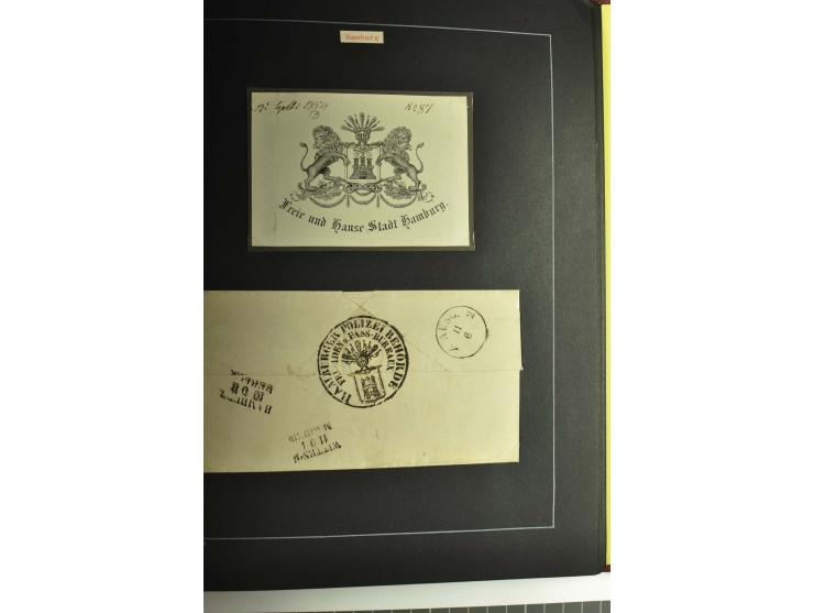 1790/1900 (ca.), ungewöhnliche 3bändige Sammlung, nach Orten aufgebaut, meist Vorphila und Privatpost mit einigen besseren Be
