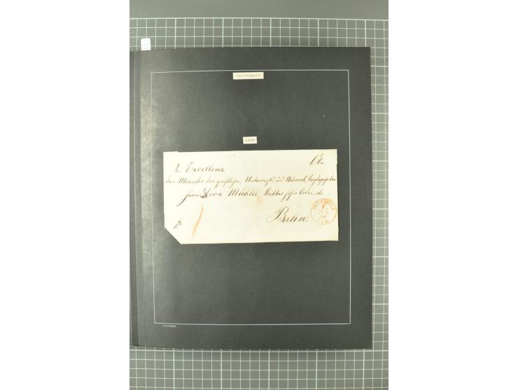 1867/77, FRANCO-Stempel Aachen bis Thorn, umfangreiche Sammlung mit ca. 350 Briefen und Karten in 3 Alben, dabei Teilbarfrank